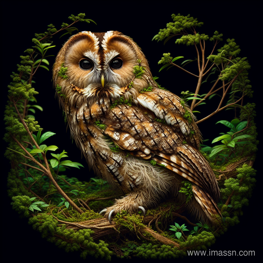 Illustration : Hulotte ou chat-huant, hibou (par son cri)